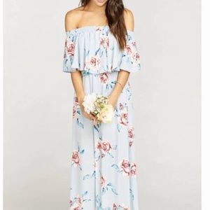 SHOW ME YOUR MUMU Hacienda Maxi Dress Flower Hour Sky Blue